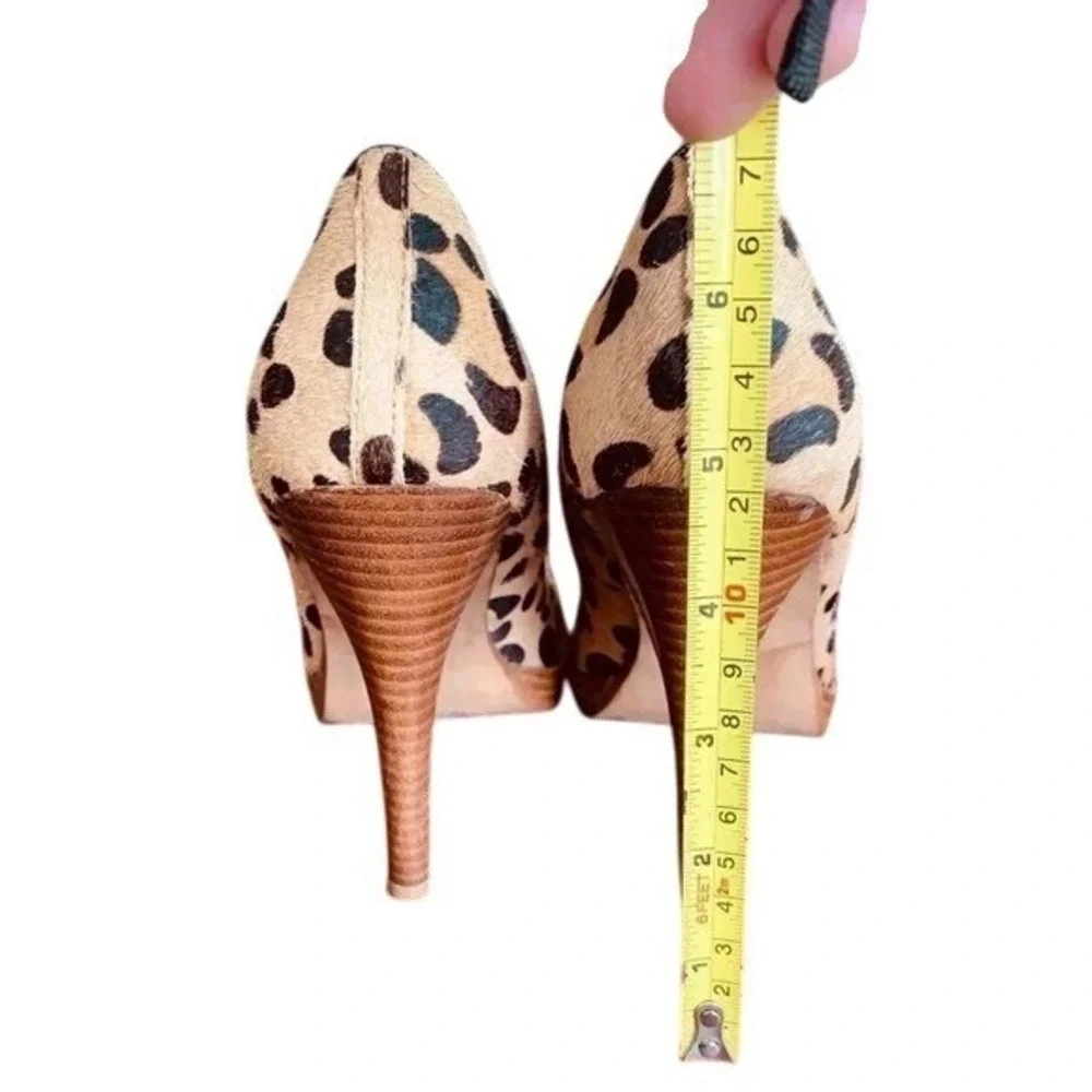STEVEN by Steve Madden LeMore Leopard Print Calf Hair Heels Wood Platform Size 8